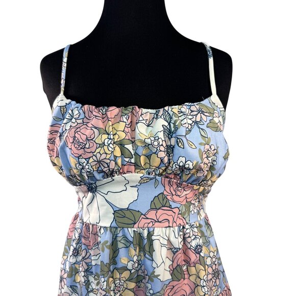 Altard State Size M Floral Spaghetti Strap Dress  Ruched Bodice & Tiered Skirt - Picture 5 of 5